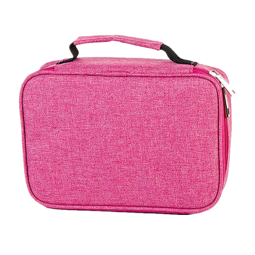 72 Slots Colored Pencil Case High Capacity Zipper Pens Pencil Case Rose Red