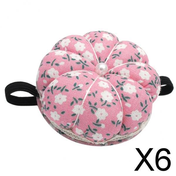 6xPumpkin Shaped Pin Cushion Patchwork Pin Holder DIY Sewing Craft Tool Pink