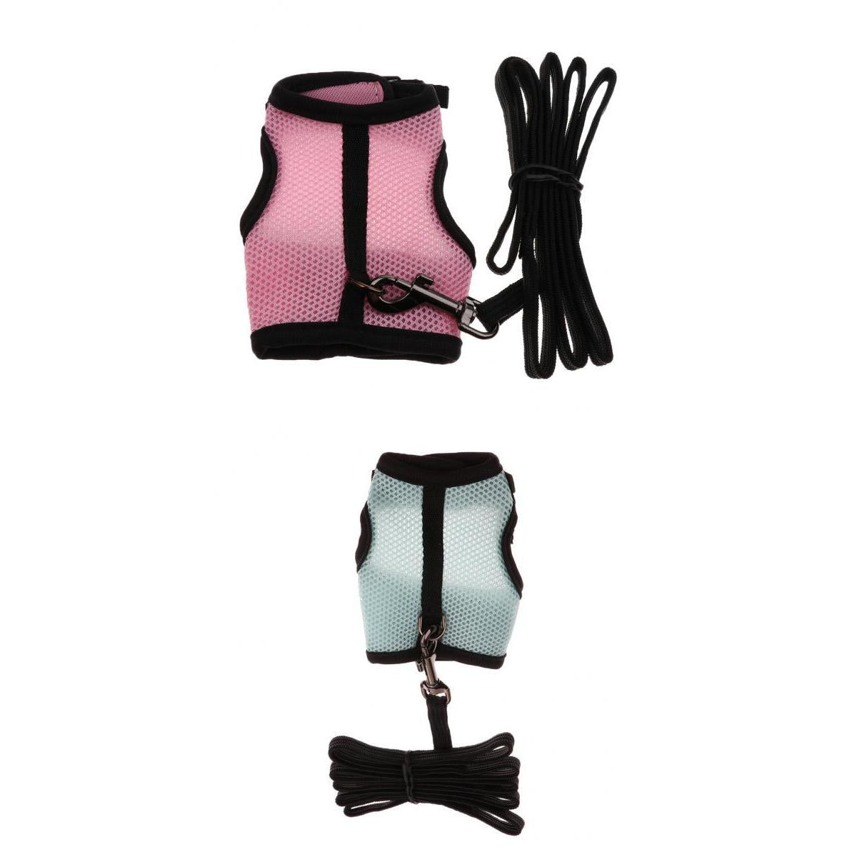2Pcs Hamster Rabbit Guinea Pig Rat Ferret Breathable Mesh Harness Leash S