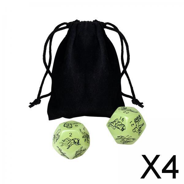 4x2 Pieces Couples Multi Sided Game Dices for Valentines Day Bedroom Card Game position