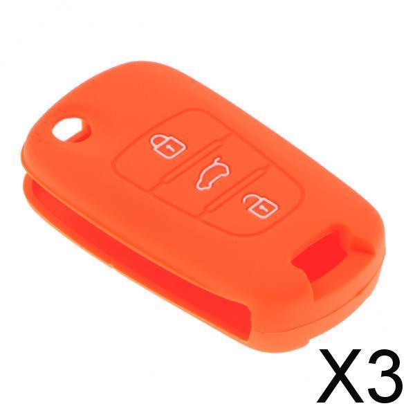 3xSilicone Romote Flip Key Shell For Hyundai  K2 K5 K713 Sorento Orange