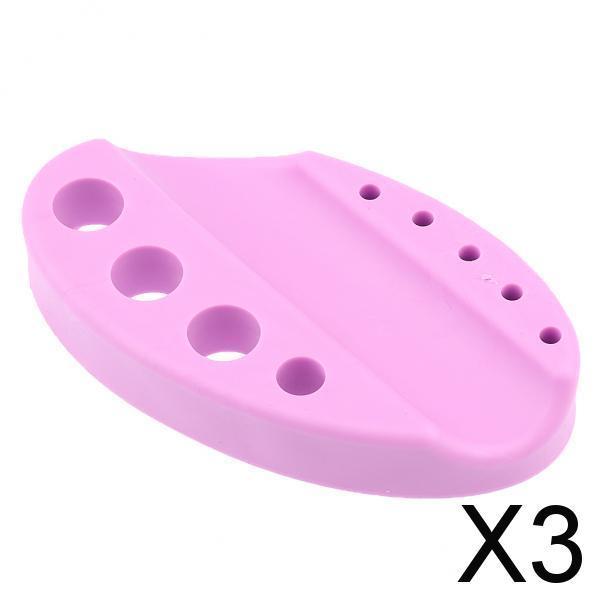 3xSilicone Pigment Pen Holder Permanent Makeup Tattoo Ink Cup Cap Stand Purple