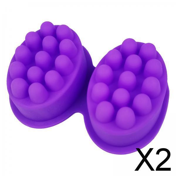 2xEllipse Silicone Massage Bar Soap Mold 2 Cavities Nonstick Durable