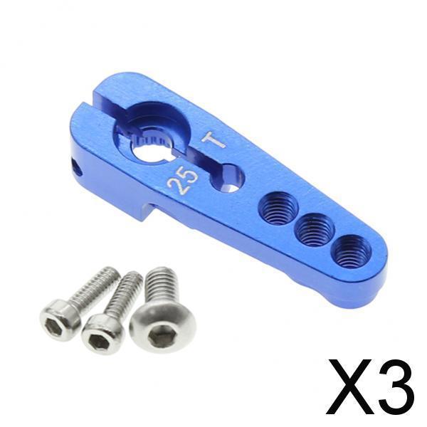 3x25T Servo Horn Steering Clamping Arm for 1/8 1/10 RC Crawler  Blue