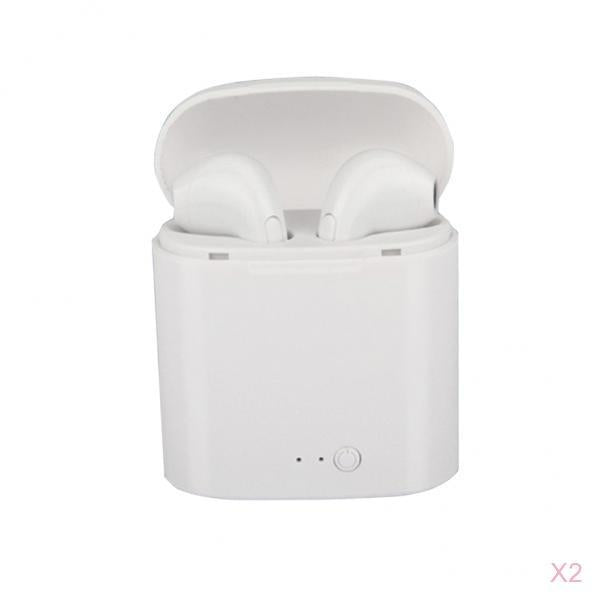 2 Pcs TWS i7 Wireless Bluetooth 4.1 HeadPhones Stereo Earbud W/ Charger Box