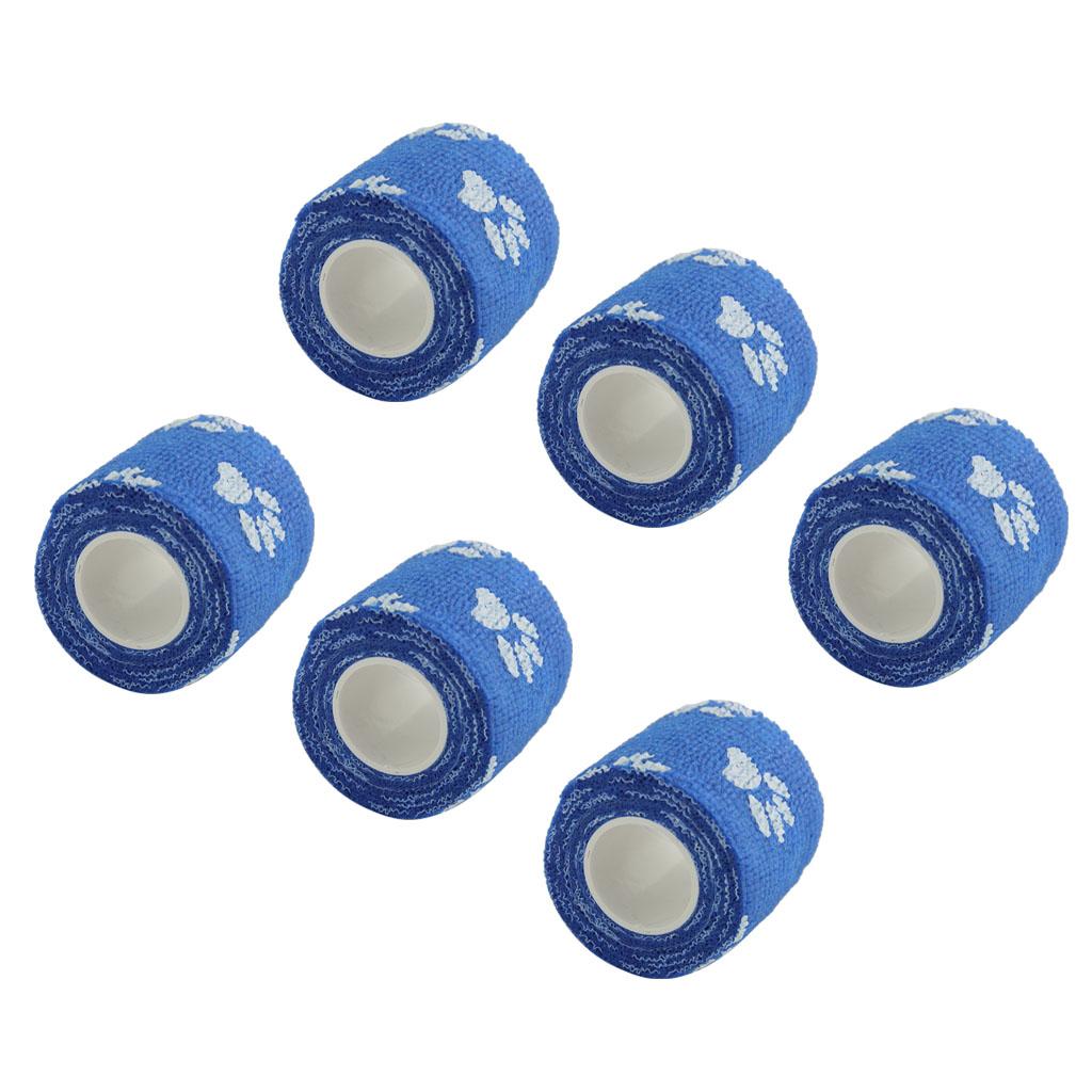 6 Pcs Cat Dog Pet Cohesive Bandage Gauze Tape Care Wrap Claws Print