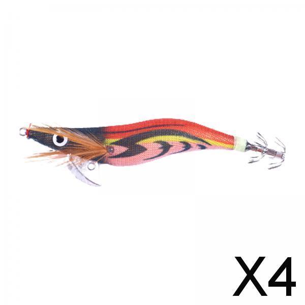 4xFishing Hook Fishing Baits Squid Jig Lures Fluorescent Durable Luminous Lure style F
