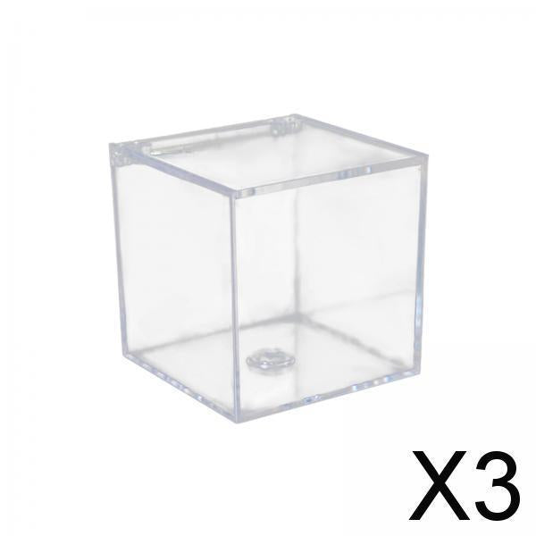 3xAcrylic Clear Box with Lids Transparent Gift Box for home Wedding 4.5cm