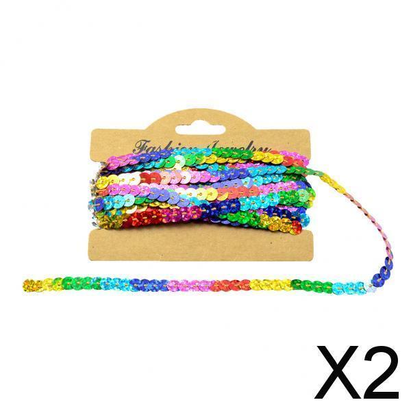 2x5Yd Sequins Paillette Ribbon Trim Braid Trim Lace DIY Sewing crafts rainbow