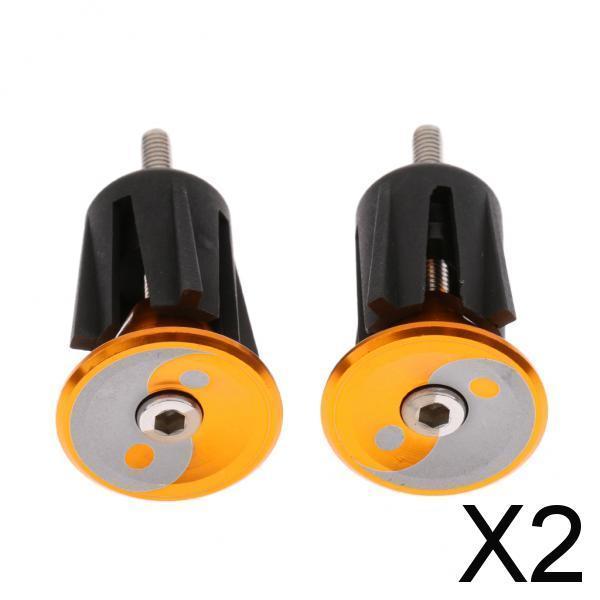 2xAluminum Alloy Bicycle Handlebar Grips Cap Bike Handle Bar End Plugs Gold