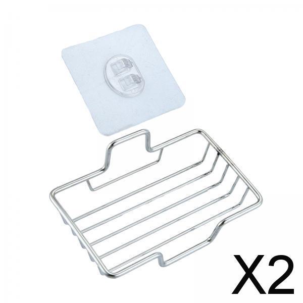 2xWall Mounted Soap Dish Soap Holder for Hotel Bathroom Counter Countertop Argent