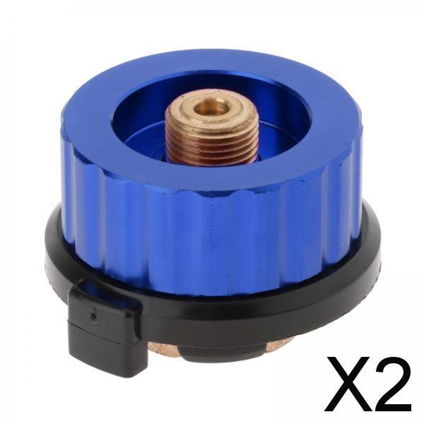 2xGas Tank Adapter Stove Connector Camping Gas Bottle Output Adaptor Black