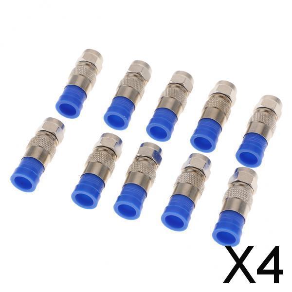 4x10 Pieces RG6 Quad Shield Coaxial Cables F Connector Adapter Compression