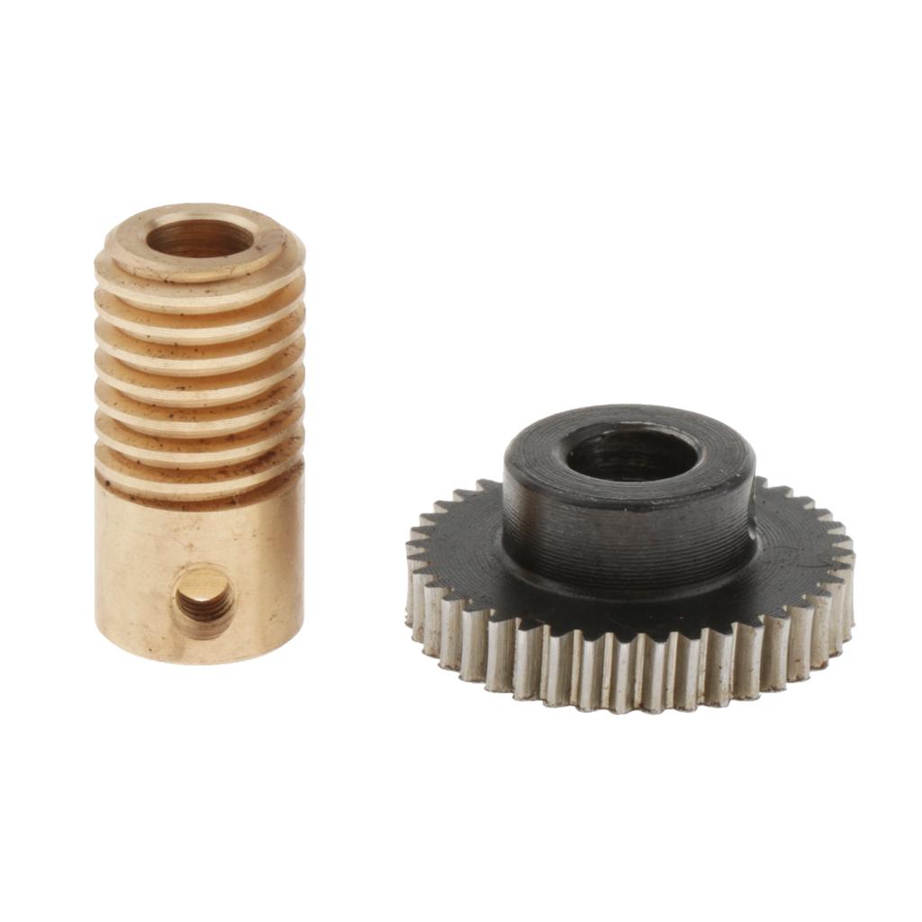 0.5 Modulus Steel Worm Gear Wheel + Brass Gear Shaft Set Hole 5mm