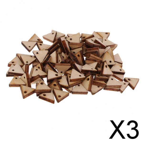 3xTriangle Shape Unfinished Wood Pieces with Hole for Crafts 100 Pieces 10mm