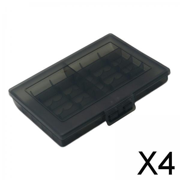 4xBattery Storage Case Holds 10 AA/AAA Batteries Protective Container Black