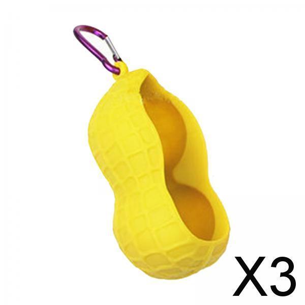 3xGolf Ball Holder Bag Carrier Sleeve Carry Pouch Men Women Yellow