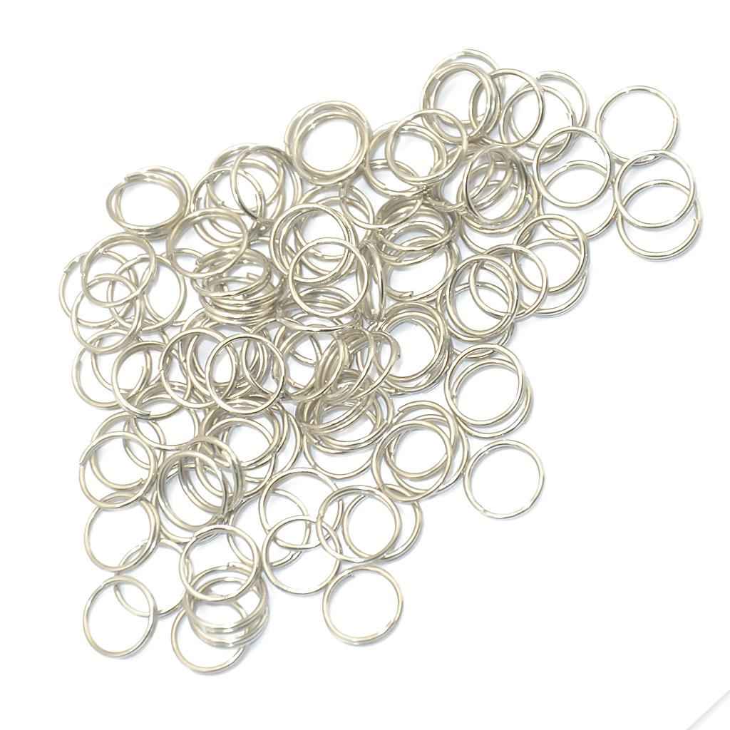 200pcs Mini Steel Silver Plated Replacement Circle Split Key Ring Keyfob 8mm