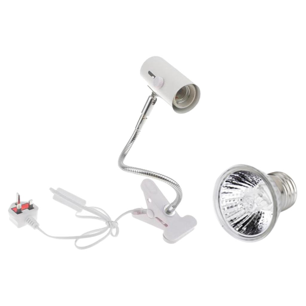 220V Reptile Lamp UVB/UVA Basking Light Halogen Bulb E27 UK Plug White 100W