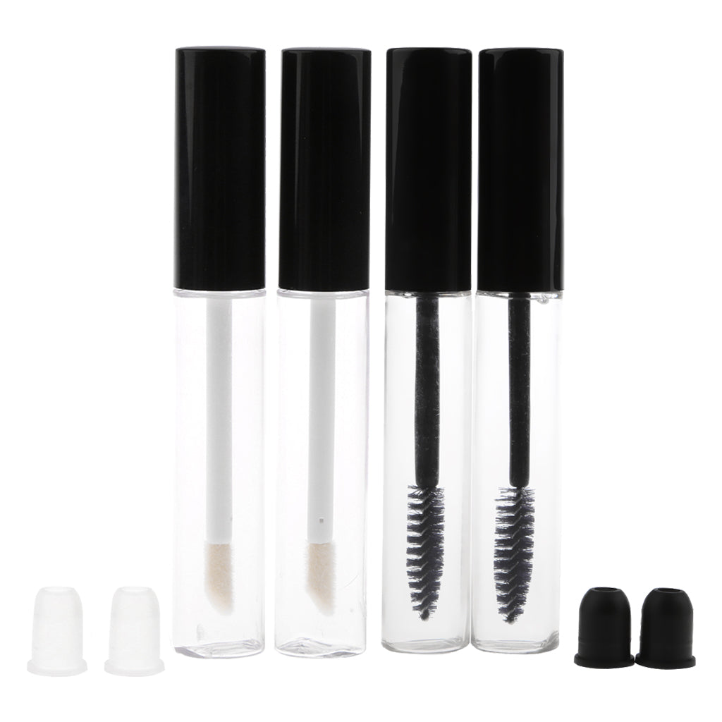 4Pieces 10ml Empty Mascara Eyelash Growth Lip Gloss Bottle Liquid Tube Clear