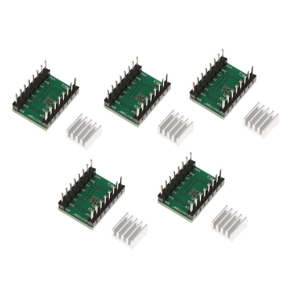 5 Pieces Stepper Motor Driver A4988 with Heat Sinks Mendel for 3D Printer