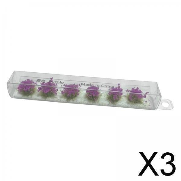3xMiniature Flower Cluster for Miniature Scenery Architectural Decor Violet