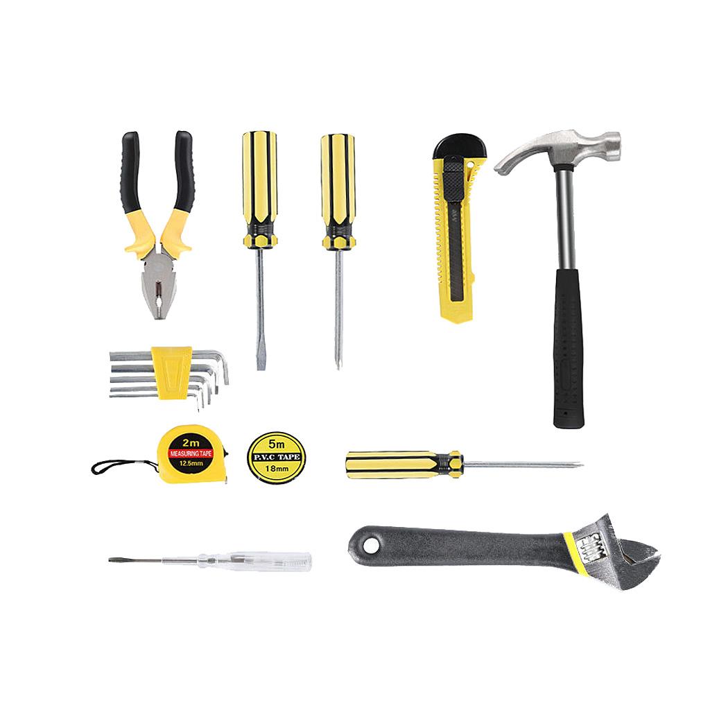 15Pcs Home Repair Tool Set General Household Hand Tool Kit with Tool Box