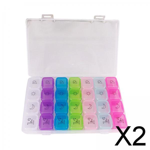 2xWeekly Pill Box Organiser 7 Day Large Pill Container for Supplements Vitamin