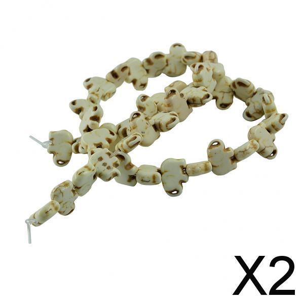 2x43Pcs Howlite Turquoise White Elephant Spacer Loose Beads Jewelry DIY Making