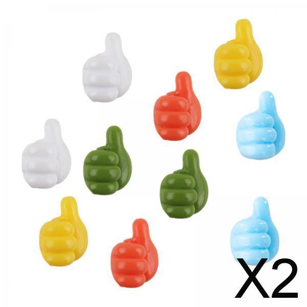 2xThumb Hooks Thumb up Shape Wall Hooks Thumb Cable Organizer Random Color 10 pieces
