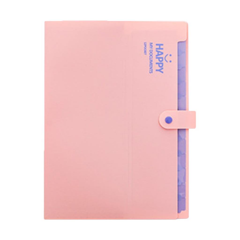 Multi-Layer Folder Document Bag Organizer Expandable Paper Holder Pink