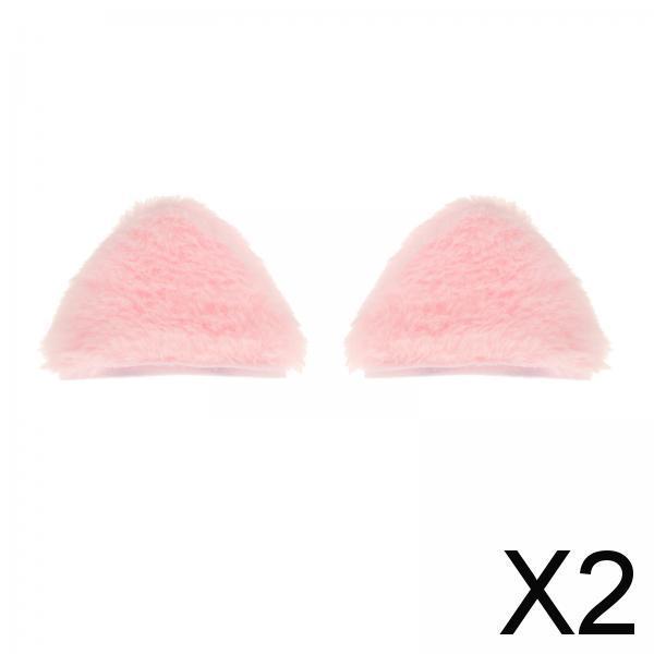 2xHelmet Decor Ears Decorative Portable Ornament for Biking Motorbiking Riding Cat Pink