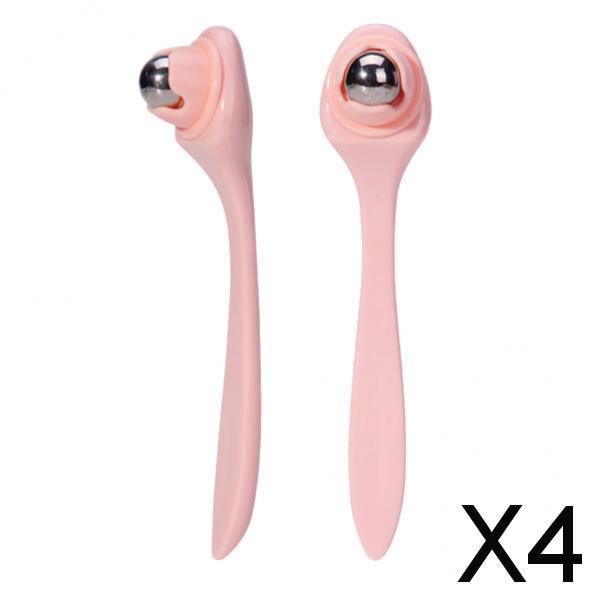 4x2Pieces Eye Massager Roller Wand Stainless Steel Roll-on Ball Skin Care Tool