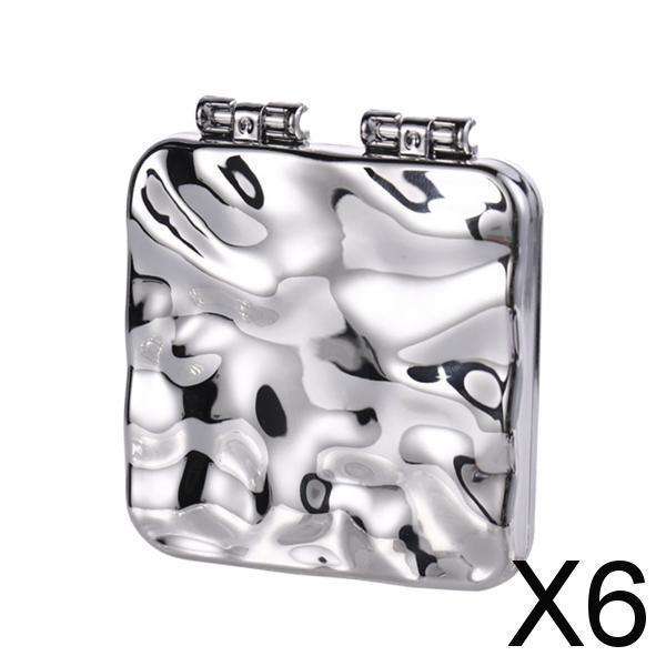 6xCompact Mirror Double Sided Small Vanity Mirror for Shopping Daily Work Silver