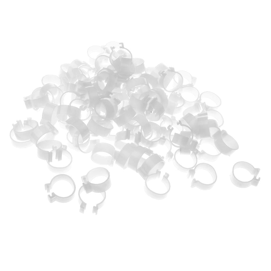 100x Chicken Poultry Leg Rings Bands Clip NO Numbers White 2.5cm Inner Dia.