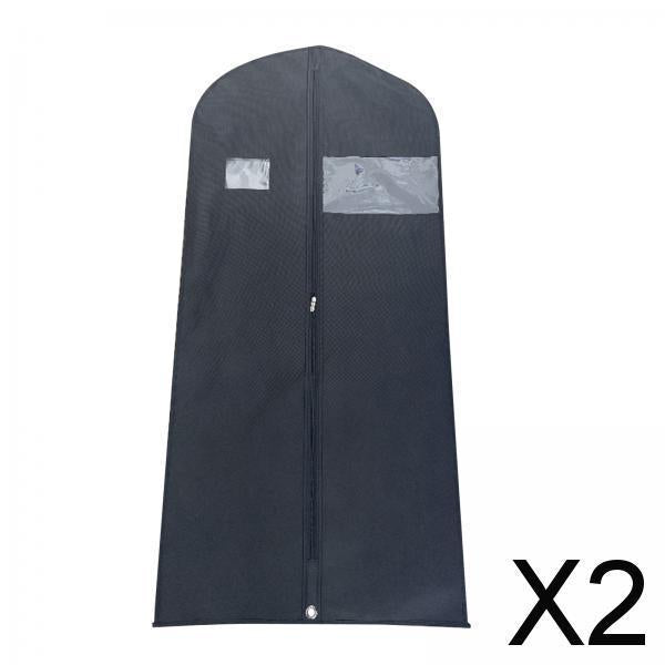 2xHanging Garment Bags Dress Bag Dustproof Bag Men Suits Cover for suits Shirts Black 80cm