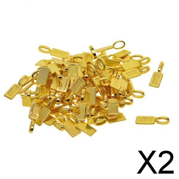2x50 Pieces Blank Rectangle Bezel Rectangle Glue On Bails Pendant Cabochon DIY