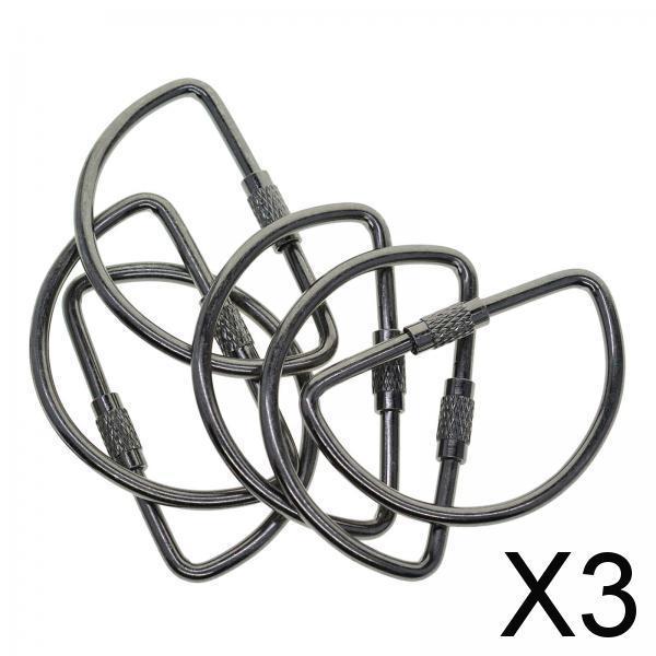 3x6 Pieces Screw Lock Key Ring Keychain Rings Durable Steel Key Holder Key Fob