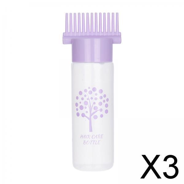 3xHair Oil Applicator Perming Tools Roots Comb Applicator Bottle for Salon Home Violet