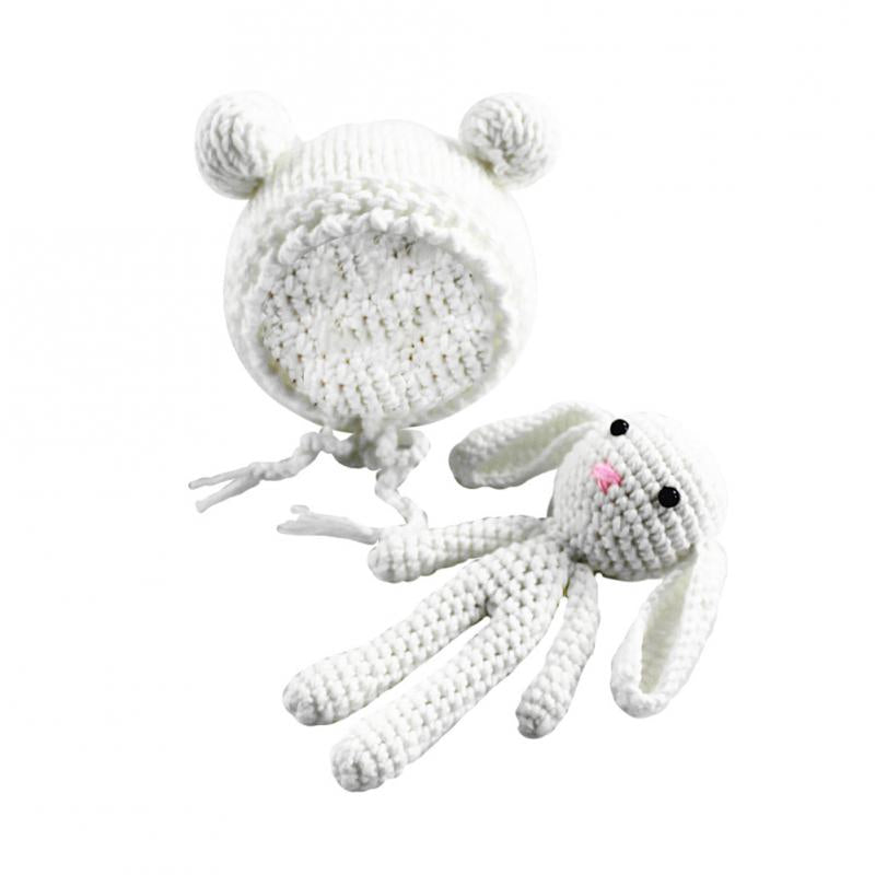 Infant Baby Boy Girl Crochet Knit Hat Beanie Bunny Toy Costume Outfit Photo Prop