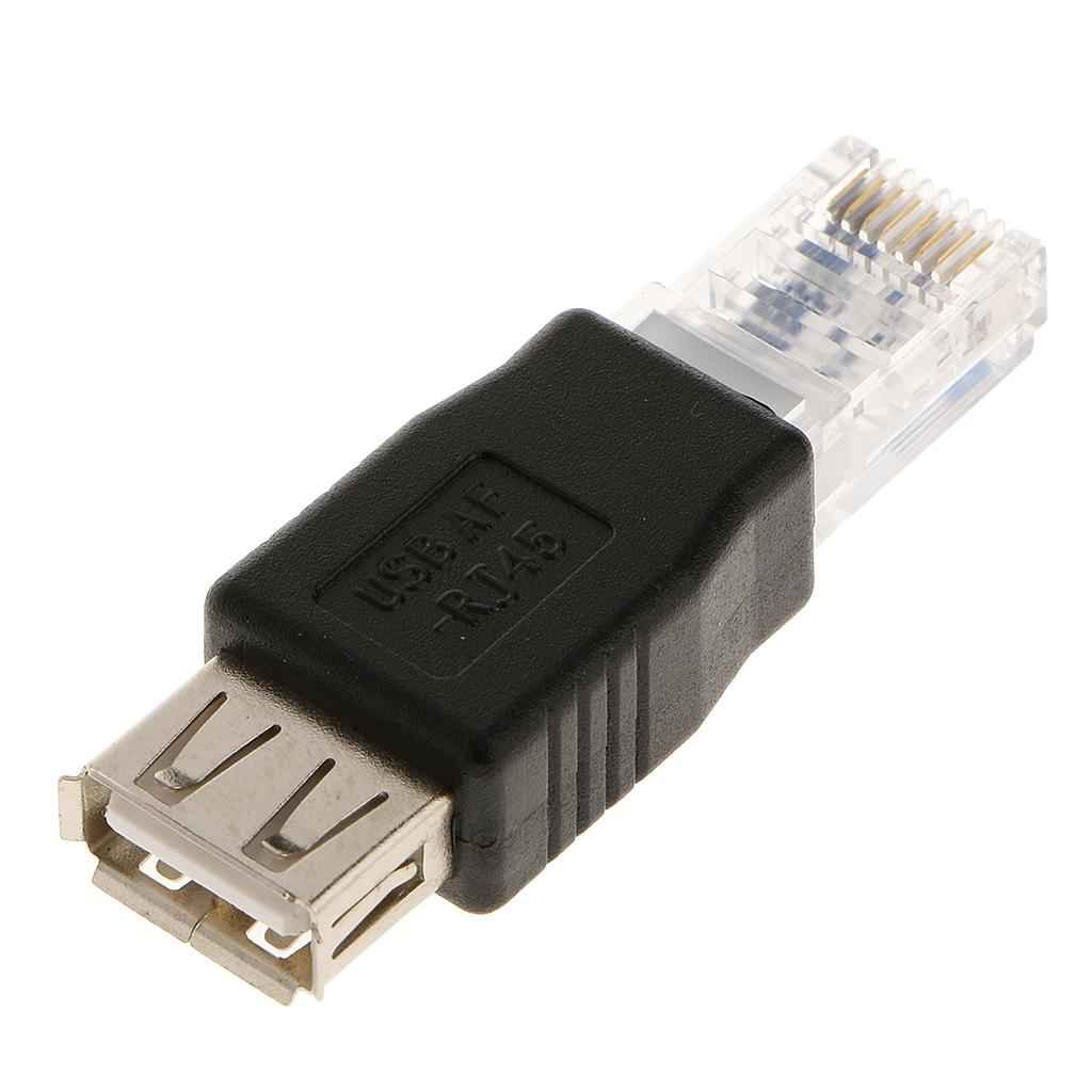 USB A Female F to Ethernet RJ45 Male Router Adapter Plug Socket LAN Network