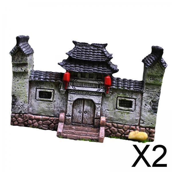 2xAncient Gate Statue Fairy Garden Accessories for Aquarium Garden Decoration