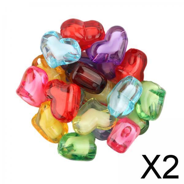 2xAcrylic Heart Beads Heart Shaped Beads for Beading Key Chains Jewelry Making Large 20pcs
