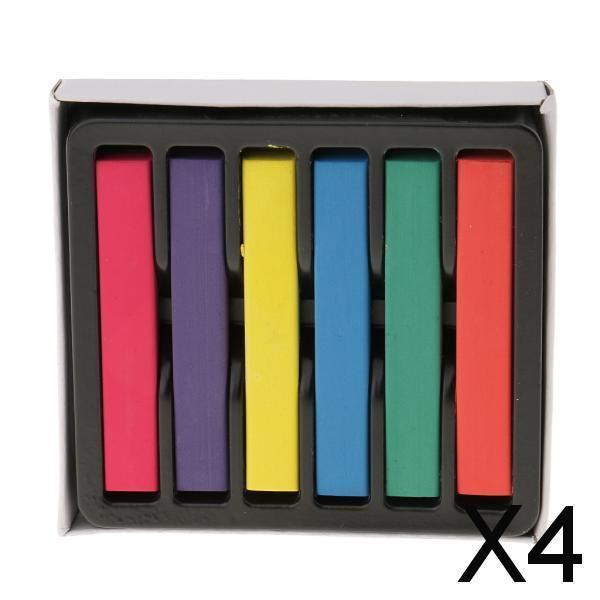 4x6pcs Colorful Temporary Non-toxic Hair Dye Chalks DIY Hair Tint Pastel Kit