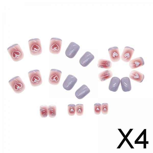 4x24x Valentine's Day Press on Nails Fashion Women for Party Wedding Daily Use