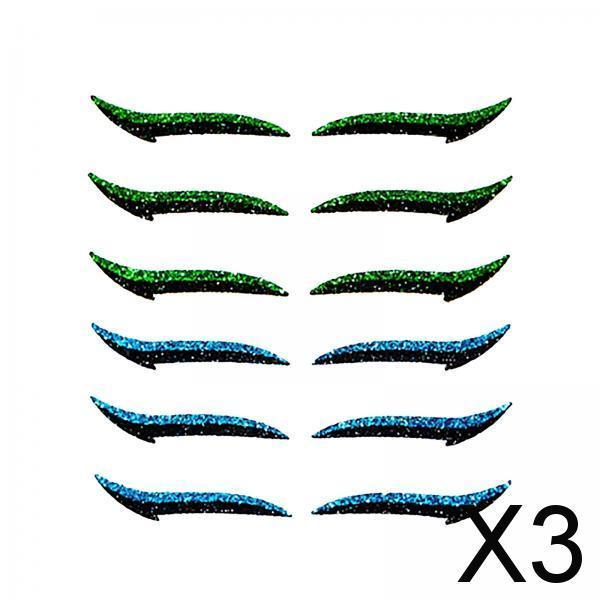 3xReusable Eyeliner Stickers Makeup Eyeshadow Cat Eye 6 Pair Blue+Green