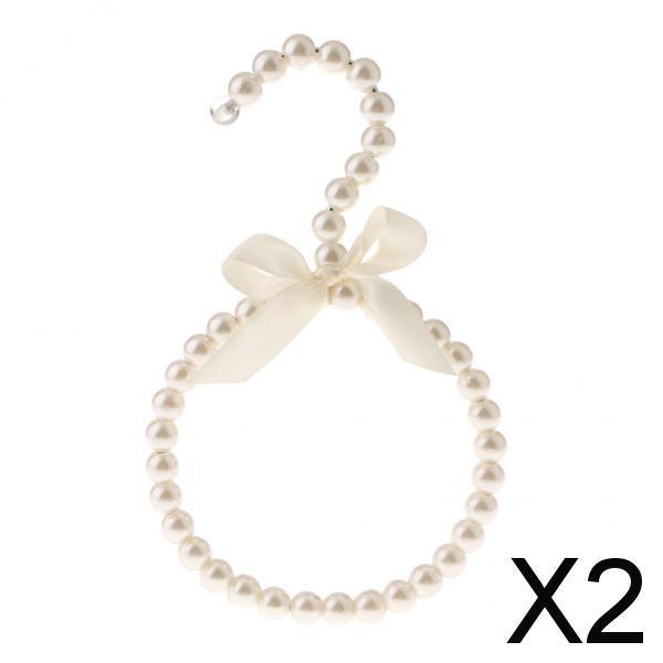 2xBeaded Bow Scarf Tie Towel Hanger Hook Holder  White with Bowknot