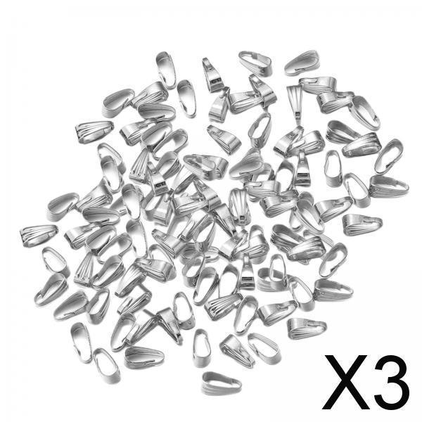 3x200x Pinch Bails Pendant Clasp Metal Connectors for DIY Craft Jewelry Making Silver
