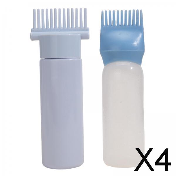 4x2x Root Comb Applicator Bottles Hair Dye Bottle Applicator Brushes for Salon Blue