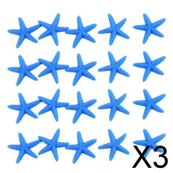3x20pieces Cute Resin Miniature Starfish L Fish Tank Garden Ornaments Blue